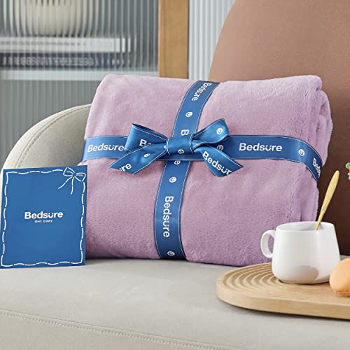 Fleece Blanket Throw Blanket (Light Purple / Throw (50" X 60"))