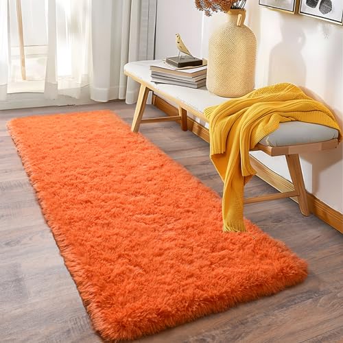 Soft Runner Rugs for Bedroom Hallways (2' x 5' (1 pc) / Orange)