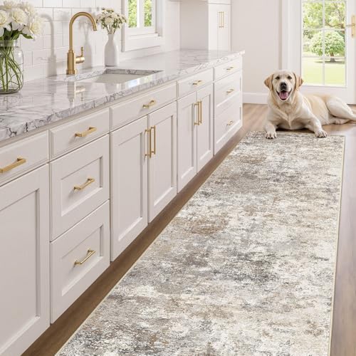 3x14 Washable Runner Rug for Hallway (Brown Grey / 3' x 14' (Runner))