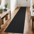 Runners for Hallways 2x10 ft Washable Kitchen Runner Non Slip Rubber Backed Hallway Rugs Cotton Entryway Runner Rug Floor Carpet for Indoor Hall (Black/Dark Grey / 2' x 10' (Runner))