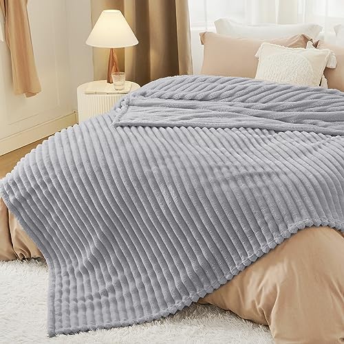 Soft King Size Blankets for Bed Light Grey 108"x90" (Light Grey / King)