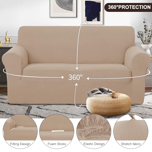 Loveseat Cover Stretch Couch Cover Sofa Slipcover (Camel / Loveseat)
