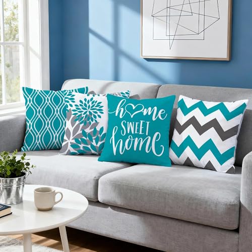 Throw Pillow Covers 18x18 (Teal / 18" x 18" (Pack of 4))