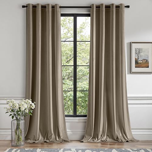 Velvet Curtains Taupe 52 x 108 Inch Length Set of 2 (Taupe / 52"W x 108"L (Pack of 2))