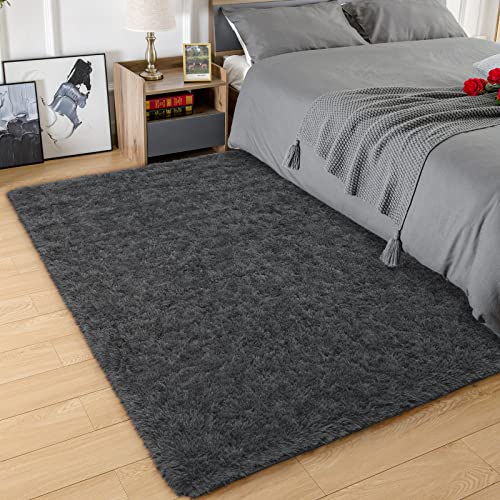 Premium Soft Area Rug 4x5.3 Feet (4' x 5'3" (Rectangular) / Dark Grey)