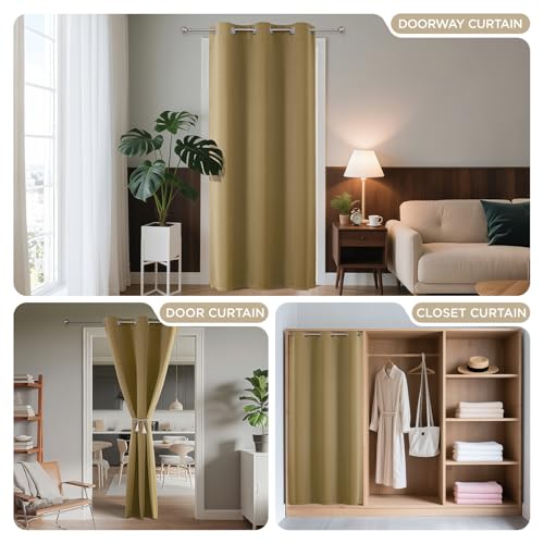 Door Curtain Blackout Curtains for Doorway Privacy Closet Drapes (Beige / 40"W x 78"L (Pack of 1))