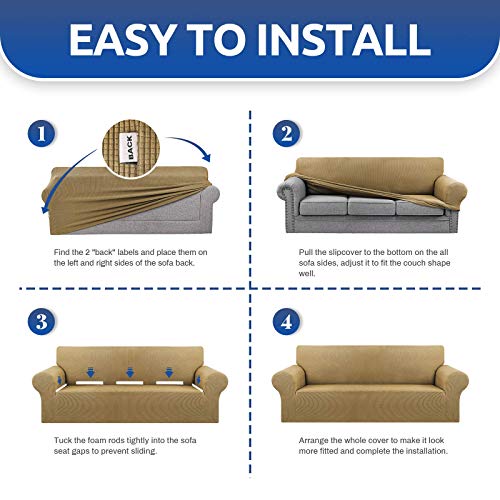 Stretch Loveseat Couch Cover (Tan / Medium)