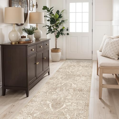 2'6"x8 Washable Runner Rug (Natural Beige / 2'6" x 8' (Runner))