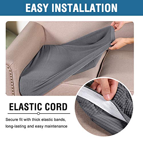 High Stretch Individual Seat Cushion Covers Sofa Slipcovers Couch Cushion Covers Sofa Covers Featuring Jacquard Textured Twill Fabric (Grey)
