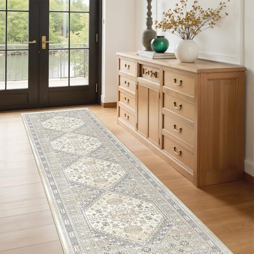 Runner Rug 2x8 Runners for Hallways Non Slip Washable Rugs (Beige / 2' x 8' (Runner))