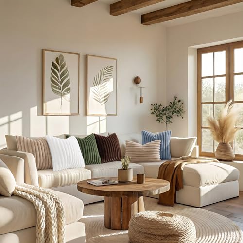 Fall Faux Fur Throw Pillow Covers 12x20 Set of 2 Khaki Brown (Light Khaki Brown / 20" x 12" (Pack of 2))