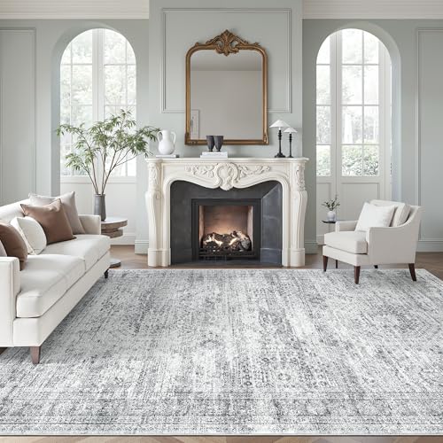 9x12 Area Rugs for Living Room Washable Rug Non (Grey / 9' x 12' (Rectangular))