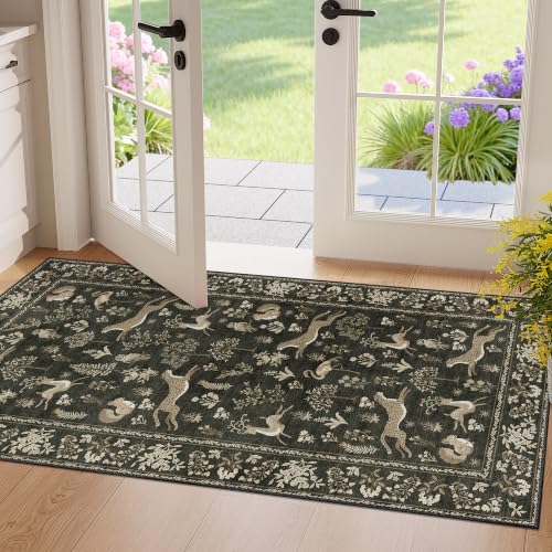 2x4 Rug for Entryway (Charcoal Black (Animal) / 2' x 4' (Rectangular))