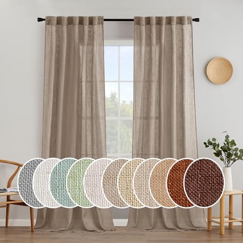 Taupe Linen Curtains 37x90 Inch Long 2 Panel for Bedroom Living Room (Taupe / 37"W x 90"L (Pack of 2))