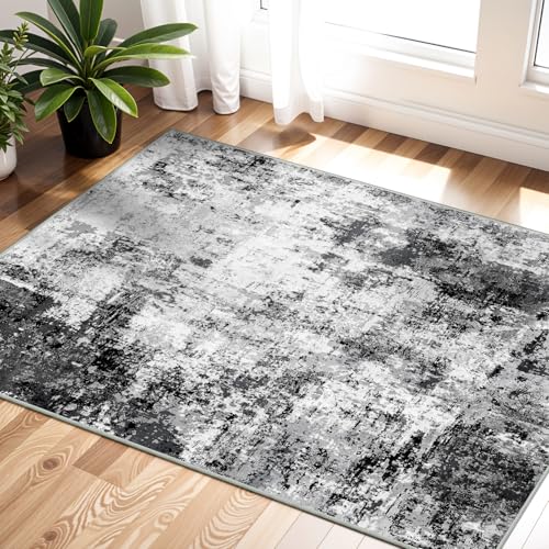 2x3 Small Washable Area Rug (Black/Grey / 2' x 3' (Rectangular))