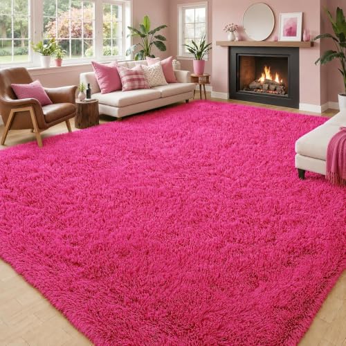 5x8 Hot Pink Shag Area Rug for Living Room (Hot Pink / 5' x 8' (Rectangular))