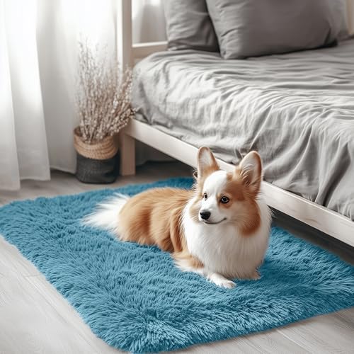 2x3 Machine Washable Small Bedside Rug (2x3 Ft / Slate Blue)