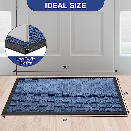 Front Door Mat Outdoor Entrance (Coastal Blue / 2' x 2'11" (Rectangular))