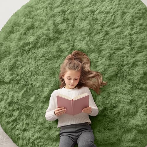 Green Round Rugs for Bedroom (6 Ft Round / Green)
