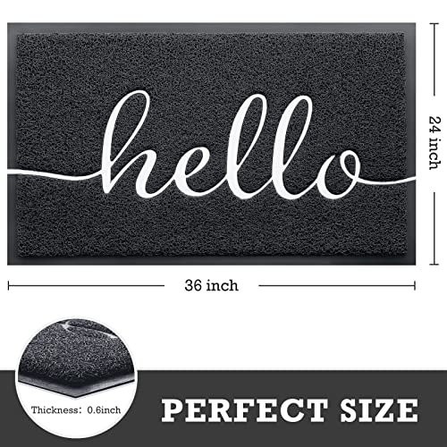 Black Door Mat Welcome Mats Outdoor Indoor Doormat for Entryway Floor Mat (Black Hello / 2' x 3' (Rectangular))