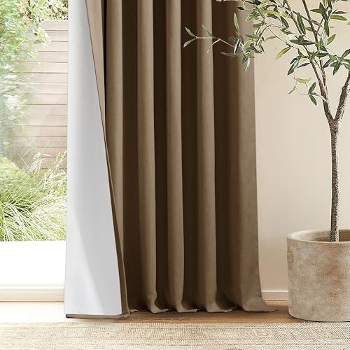 Dutch Cocoa Pleated Linen 100% Blackout Curtains 90 Inches Long for Bedroom (Dutch Cocoa / 40"W x 90"L (Pack of 2))