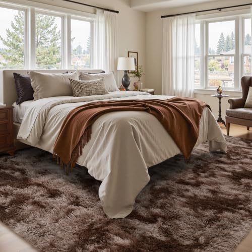 4x6 Ft Shag Brown Area Rug for Bedroom Living Room (Ac Tie Dyed Coffee / 4' X 6' (Rectangular))