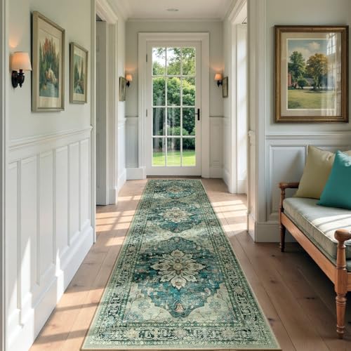 Washable Area Rug (Blue/Vintage Dark Blue / 2' x 7' (Rectangular))
