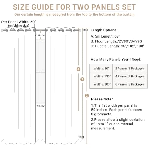 100% Blackout Black Curtains 90 Inch Long 2 Panels Set (Kohl | Black / 50"W x 90"L (Pack of 2))