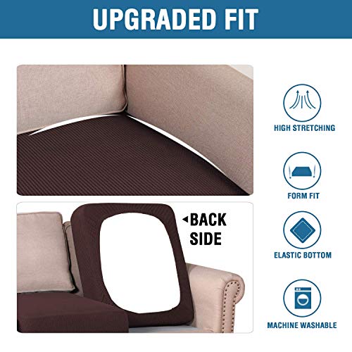 Super Stretch Individual Seat Cushion Covers (Chocolate / 2 Cushion Sofa)