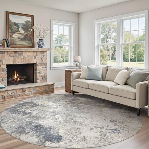 10ft Round Area Rug Living Room Rugs (Blue Grey / 10' (Round))