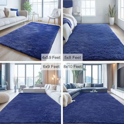 3x5 Machine Washable Small Bedside Rug (3x5 Ft / Navy Blue)