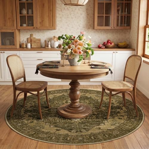 Washable Area Rug (Brown/Dark Brown / 6' (Round))