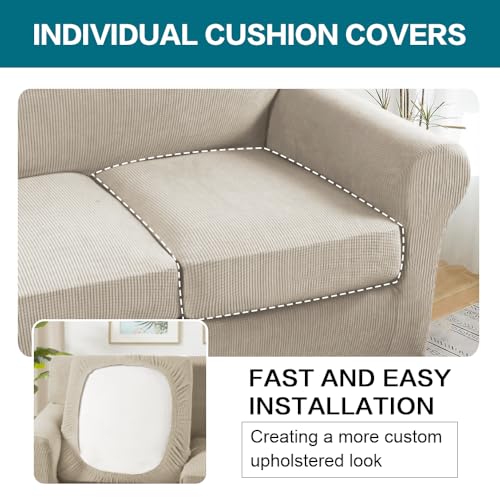 3 Piece Sofa Covers for 2 Cushion Couch Sofa Slipcover Soft Couch Cover for Dogs (Sofa (2 Cushion) / Island Fossi)