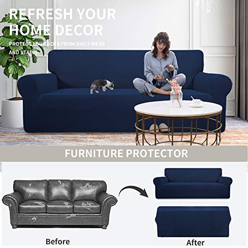 Stretch Oversized Loveseat Couch Covers Washable Navy (Medium-XL Loveseat / Navy)