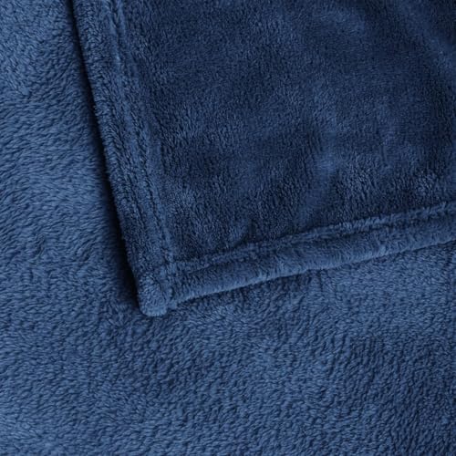 Fleece Blanket Soft Plush Full Bed Blanket Navy 84"x90" (Navy / Full(84"x90"))
