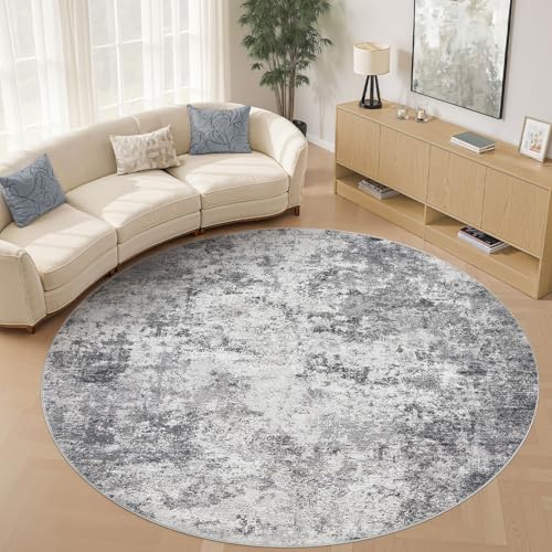 10ft Round Area Rug Living Room Rugs (Grey / 10' (Round))