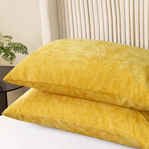 Decorative Throw Pillow Covers 26 X 20 Inches Mustard Yellow (26" x 20" (Pack of 2) / Mustard Yellow)