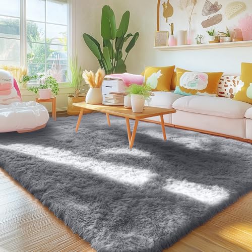 Area Rugs for Living Room Bedroom (4x5.9 Ft / Light Grey)