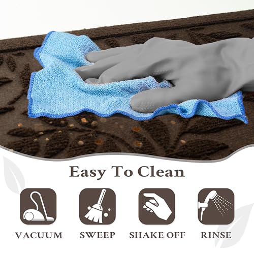 Coffee Brown Leaves Fall Outdoor Indoor Entrance Doormats (Leaves-coffee / 1'5" x 2'6" (Rectangular))