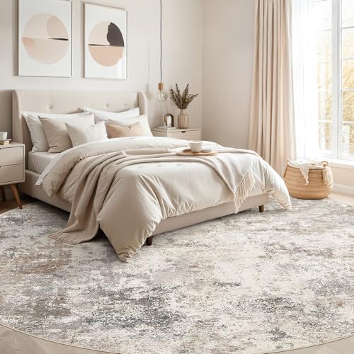 10ft Round Area Rug Living Room Rugs (Brown Grey / 10' (Round))