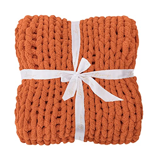 Chunky Knit Throw Blanket for Couch (Terracotta / 51"x63" (Large Size Throw）)