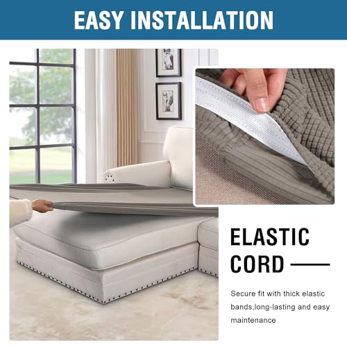 Super Stretch Individual Chaise Cover Sectional Couch Covers for L Shaped Sofa Both Left (Taupe / Chaise Cover)