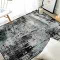 Washable 4'x6' Abstract Area Rug for Living Room Teal Black (Black/Teal Blue / 4' x 6' (Rectangular))