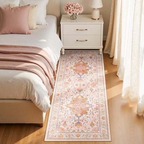 Washable Area Rug (Pink/Light Pink/Colorful / 2' x 6' (Rectangular))