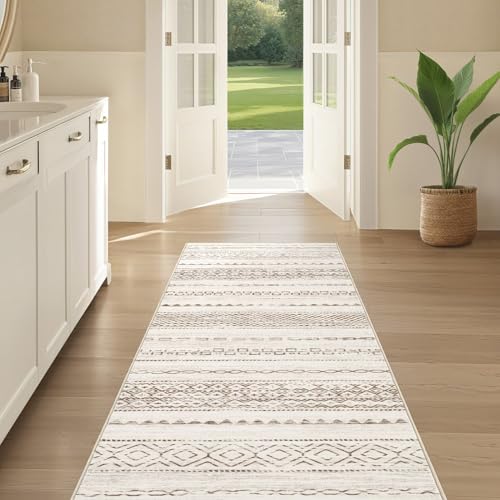 Runner Rug Kitchen Washable Rugs (Brown Tan / 3' X 8' (Runner))