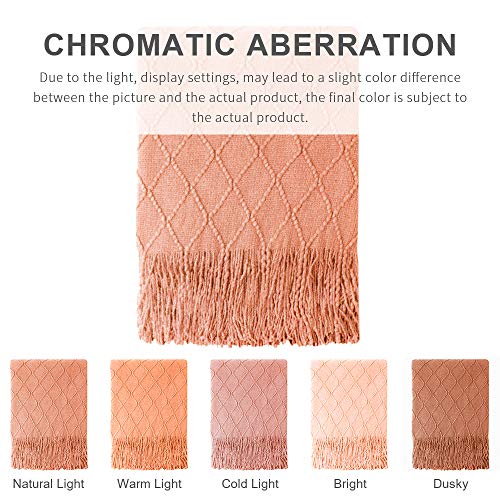 Orange Throw Blanket 60x80 Inch Boho Knit Soft Throw Sofa Blanket (Coral / 60"x80")