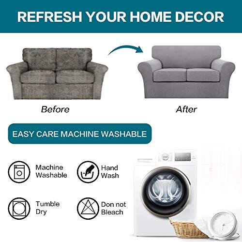 3 Piece Sofa Covers for 2 Cushion Couch Sofa Slipcover Soft Couch Cover for Dogs (Loveseat (2 Cushion) / Dove)
