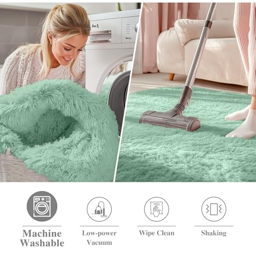 Mint Green Round Rugs for Bedroom (4 Ft Round / Mint Green)