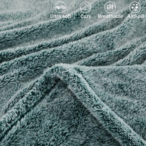 Fuzzy Large Fleece Throw Blanket for Couch (Mixed Green / 50x70 IN)