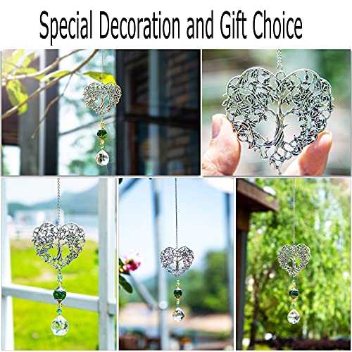 Tree of Life Heart Crystal Suncatcher Prism Rainbow Maker Window Decor (Retro)